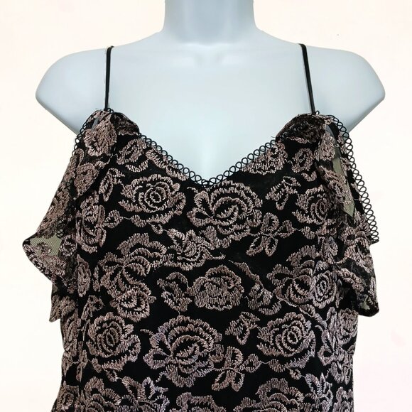 White House Black Market Three Steps Spaghetti Strap Floral Print Ruffle Dress 6 - Picture 2 of 15